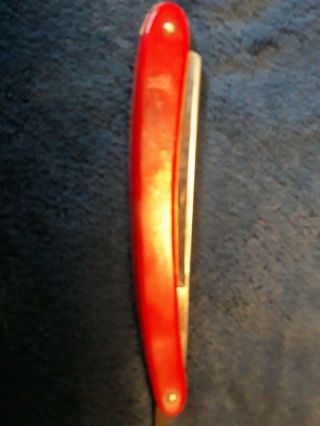 Vtg Red Imp 133 Straight Razor Red Case Usa Celluloid Logo Handles Antique 5/8”