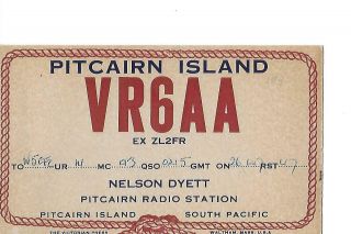 1947 Vr6aa Pitcairn Island.  Qsl Radio Card.