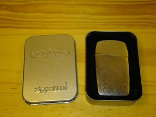 ZIPPO BLU LIGHTER Brush Chrome in Collector Tin with instructions 2