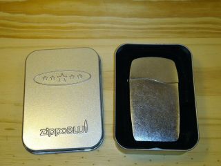 ZIPPO BLU LIGHTER Brush Chrome in Collector Tin with instructions 3