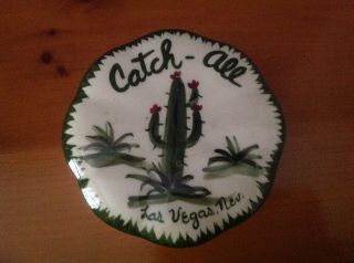 Vintage Las Vegas Nv Cactus Trinket Dish Hand Made Village Ceramic