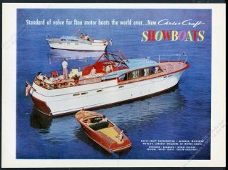 1957 Chris Craft Showboat 3 Boat Color Photo Vintage Print Ad