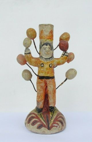 In The Manner Of The Flores Family - Old Mexican Pottery Clown Juggler