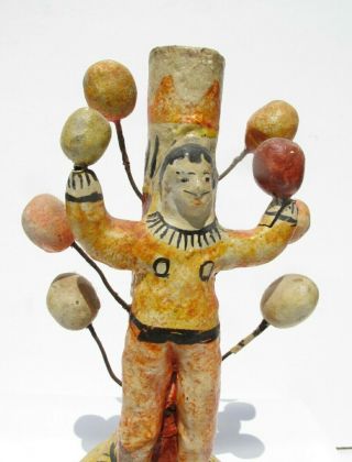 IN THE MANNER OF THE FLORES FAMILY - OLD MEXICAN POTTERY CLOWN JUGGLER 6