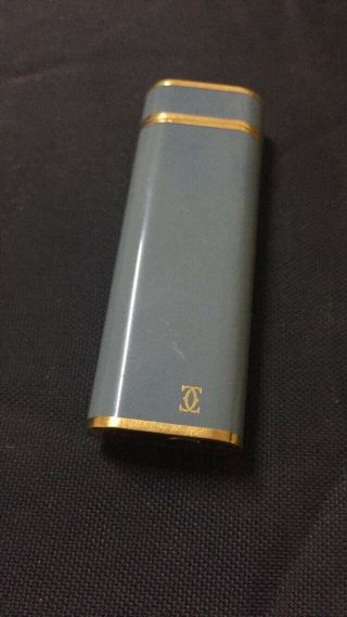 Cartier Cigarette Lighter 100 Authentic Grey Gold Platting