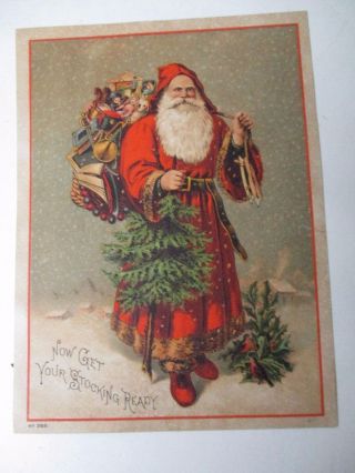 Very Old Huge Christmas Trade Card - Santa Claus - Centennial Tea Of Taunton Ma