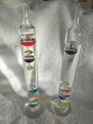 2 Galileo Thermometer Colorful Glass Sphere Glass Standing Celsius & Fahrenheit
