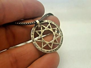 Very Rare Kabbalah Pendant Star Of David Compass Rose Silver 925 Judaica Handmad