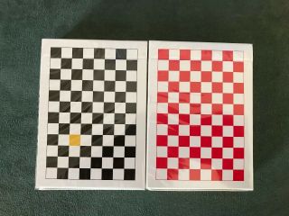 2 Decks Of Anyone Worldwide Playing Cards (1) Yellow & (1) Red Checkerboard