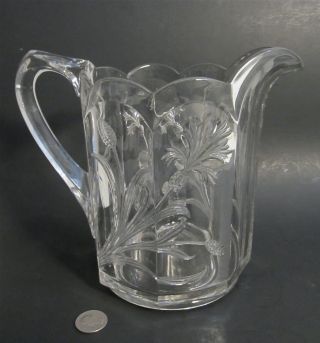 Antique Old Fostoria Glass Dandelion 1819 Pattern Big 8 " Water Pitcher Eapg