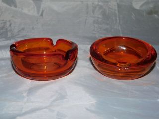 Vintage Persimmon/orange Viking Glass? Orb Ashtrays