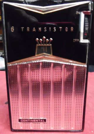 Vintage 1962 Continental Tr - 682 6 Transistor Radio Am/cd,  Vgc