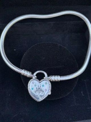 Disney Pandora Charm - Disney Castle Heart Padlock Bracelet