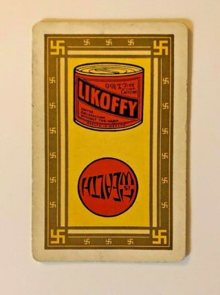 Single Vintage Playing Card Old Linen Likoffy Coffee Ad Swastika Border