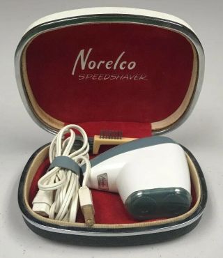 Vtg Norelco Speed Shaver Electric Razor Float Rotary Blades Brush Case Holland