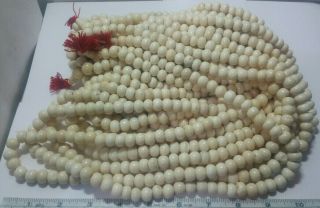 12x 11mm To13mm Natural Color Bone Buddhist 108 Prayer Bead Mala