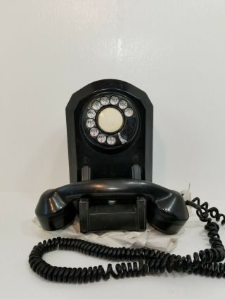 Automatic Electric Antique Rotary Dial Black Telephone Wall Mount Art Deco