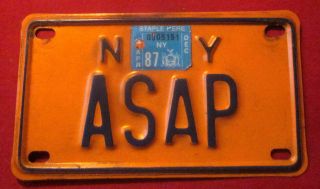 1973 - 1986 York Motorcycle Asap Vanity License Plate