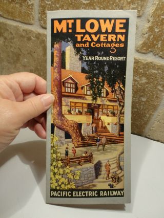 Vintage 1925 Mt.  Lowe Tavern Pacific Electric Railway Photos Fold - Out Brochure
