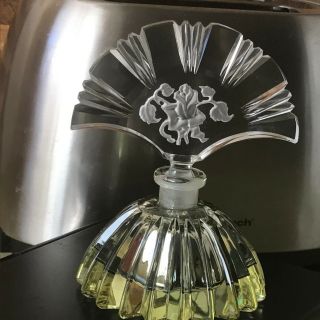 Vintage Czech Cut Crystal Intaglio Top Perfume Bottle