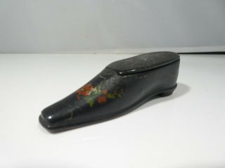 Antique Polychromed Wooden Snuff Box In The Form Of A Shoe