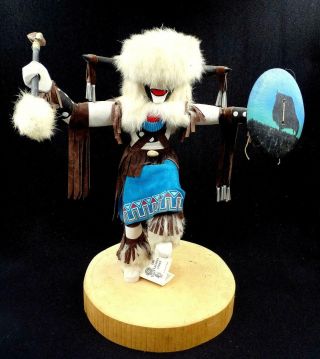 Pauline Yazzie Signed Navajo Buffalo Warrior Large 18 3/4 " Kachina Doll 1900 