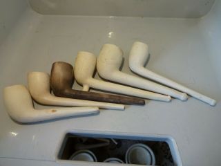 6 Plain Bowl Clay Tobacco Pipes