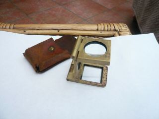 Antique Vintage Old Mill Worker Brass Magnifying Glass Thread Counter Rare 1 "