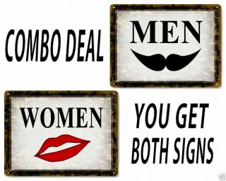 Restroom Classic Metal Signs Style Men / Women Bathroom Door Vintage Style 496
