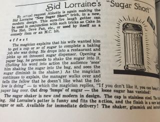 Sid Lorraine’s Sugar Short Abbott’s magic trick 4