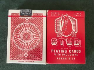 1 Deck Of Stud Playing Cards & 1 Deck Of Tally Ho Circle Back Rare/Blue Seal 2