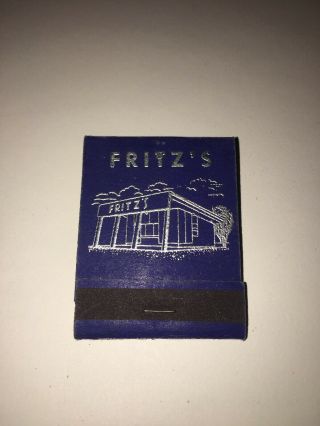 Vintage Full Matchbook Fritz’s Drive - Inn Kansas City Kansas “ Very Early & Rare”