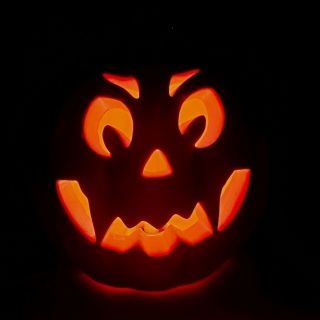 1998 Paper Magic Group Halloween Light Up Jack O Lantern Pumpkins Scary Face