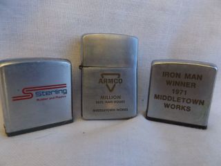 3 Vintage Zippo 1 Lighter & 2 Tape Measures Middletown /sterling Plastics