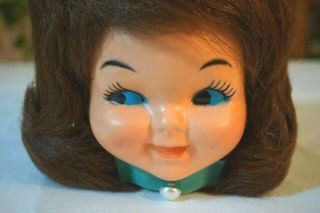 Vintage 1974 Kleenex Tissue Box & Retro Curl Brunette Doll Face Cover Kitsch 4