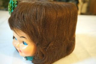 Vintage 1974 Kleenex Tissue Box & Retro Curl Brunette Doll Face Cover Kitsch 6