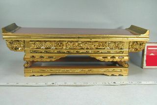Buddhist Temple 293 Japanese 42cm Lacquered Wood Gold Altar Table Stand Japan
