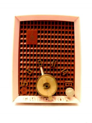 Vintage 1950s Emerson Mid Century Eames Era Old Tube Antique Pink Color Radio