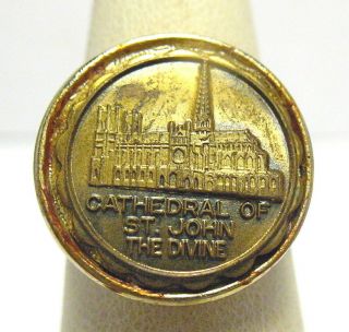 Cathedral Of St John The Divine Souvenir Ring Adjustable Gold Syboll Vintage