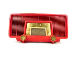 Vintage 1950s Red Sylvania Mid Century Eames Era Antique Atomic Old Tube Radio