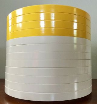 12 Heller Massimo Vignelli Dinner Plates Mid Century Yellow White 9 3/4 "