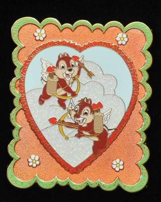 Disney Store 2010 Chip And Dale Cupid Valentine Card Le 100 Pin