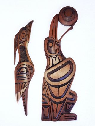 James Martin Heron & Larry Joseph Raven Bc Pacific Northwest Native Art Carving