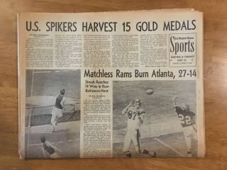 October 21,  1968 Los Angeles La Times Newspaper Rams Atlanta Falcons Olympics