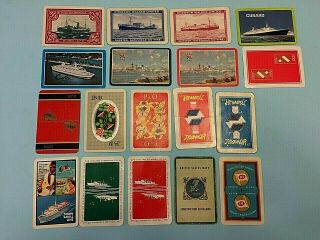 E.  18 X Vintage Playing Swap Cards - Cruise Line Ships 2 Wide P&o Cunard Us Navy