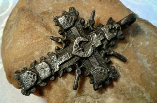 Rare Antique 17 - 18th Century Large Orthodox " Old Believers " Ornate " Sun " Cross
