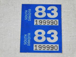 1983 South Dakota Passenger Car License Plate Sticker Pair