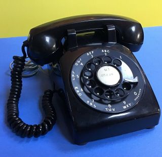 Vintage Western Electric Black Rotary Desk Telephone Metal Dialer
