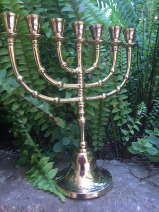 Menorah Gold Plated Jerusalem Temple 10 Inch Height 26 Cm 7 Branches Brass XL 4