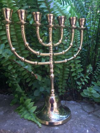 Menorah Gold Plated Jerusalem Temple 10 Inch Height 26 Cm 7 Branches Brass XL 5